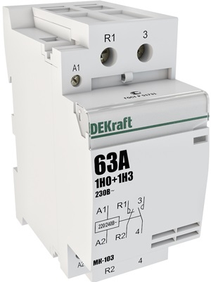 Модульный контактор 1НО+1НЗ 40А 230В МК-103 Dekraft