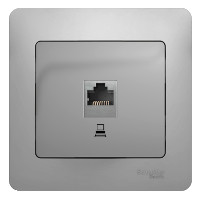 Розетка компьютерная RJ45 категория 5E Алюминий Glossa