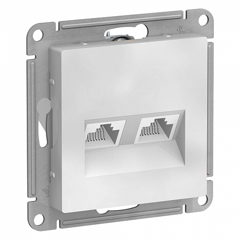 Розетка двойная компьютерная RJ45+RJ45 категория 6А Белый AtlasDesign