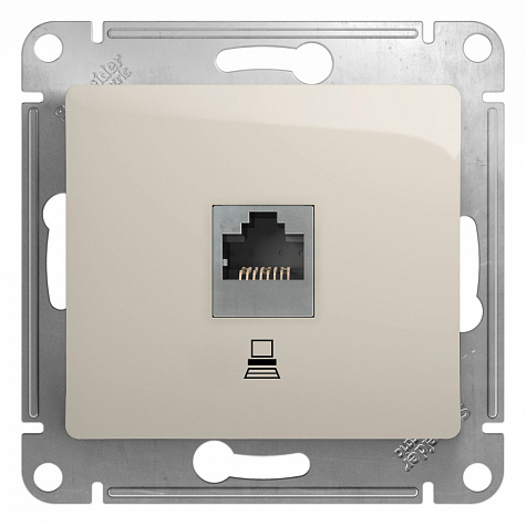 Розетка компьютерная RJ45 категория 5E Молочный Glossa