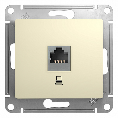 Розетка компьютерная RJ45 категория 5E Бежевый Glossa