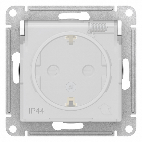Розетка IP44 с заземлением со шторками с прозрачной крышкой 16А Белый AtlasDesign Aqua