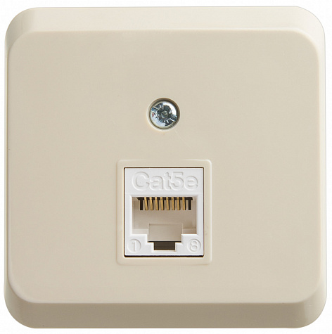 Наружная компьютерная розетка RJ45 категория 5Е Кремовый Этюд