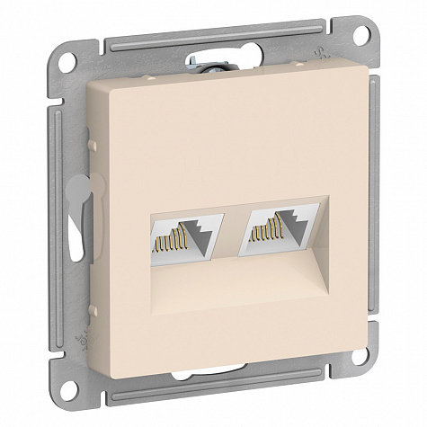 Розетка двойная компьютерная RJ45+RJ45 категория 5E Бежевый AtlasDesign