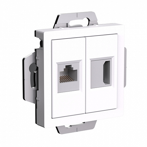 Розетка двойная HDMI+RJ45 категория 5Е Белый AtlasDesign