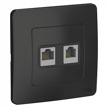 Наружная розетка RJ45 категории 5E + телефон RJ11 Антрацит Blanca
