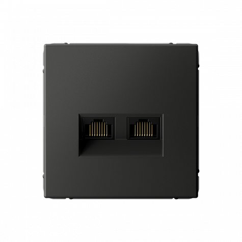 Розетка двойная компьютерная RJ45+RJ45 категория 6А Базальт ArtGallery
