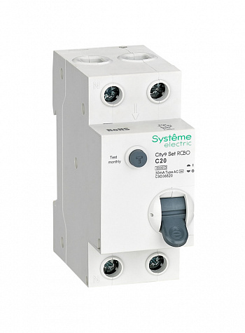Systeme Electric City9 Set Авт. выкл. диф. тока (АВДТ) 1P+N С 20А 6kA 30мА Тип-AС 230В