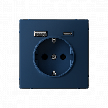 Розетка 16А с 2 USB A+C 5В/2,4А/3,0А 2х5В/1,5А Аквамарин ArtGallery