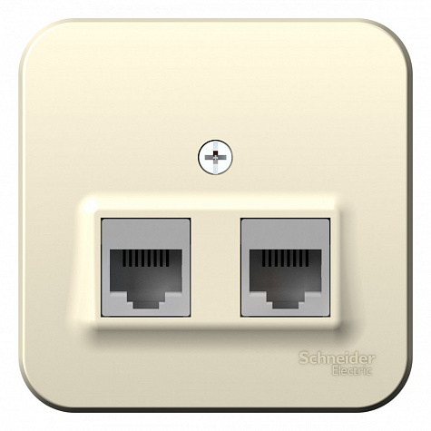 Наружная розетка двойная RJ45 кат. 5E с изолированной пластиной Молочный Blanca