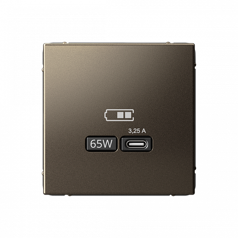 Розетка USB тип-С 65Вт высокоскоростная зарядка QC PD Мокко ArtGallery