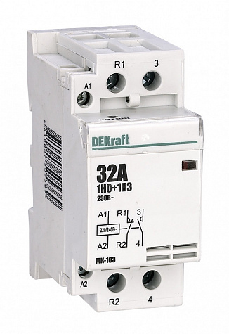 Модульный контактор 1НО+1НЗ 32А 230В МК-103 Dekraft