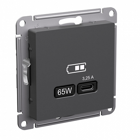 USB Розетка тип-C 65W высокоскоростная зарядка QC PD Базальт AtlasDesign