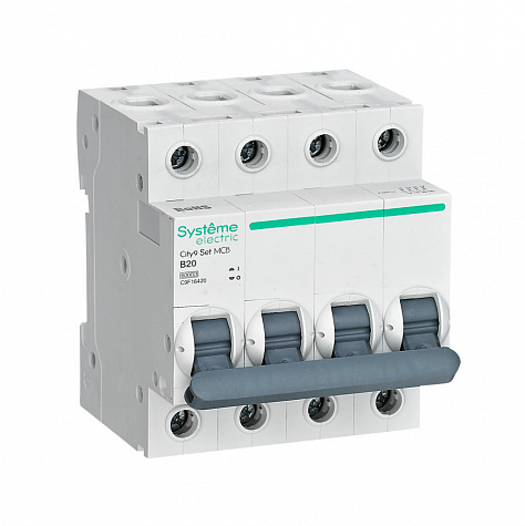Systeme Electric City9 Set Автоматический выключатель (АВ) B 20А 4P 6kA 400В
