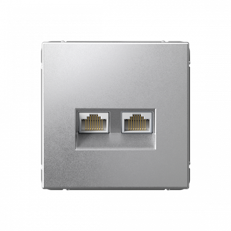 Розетка двойная компьютерная RJ45+RJ45 категория 6А Алюминий ArtGallery