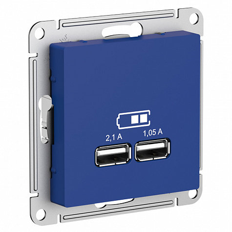Розетка USB A+A, 5В/2,1 А, 2х5В/1,05 А, механизм Аквамарин AtlasDesign