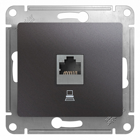 Розетка компьютерная RJ45 категория 5E Графит Glossa