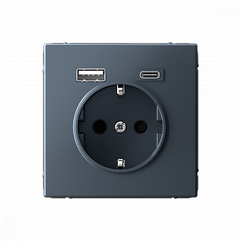 Розетка 16А с 2 USB A+C 5В/2,4А/3,0А 2х5В/1,5А Грифель ArtGallery