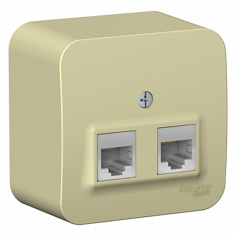 Наружная розетка двойная RJ45 кат. 5E с изолированной пластиной Бежевый Blanca