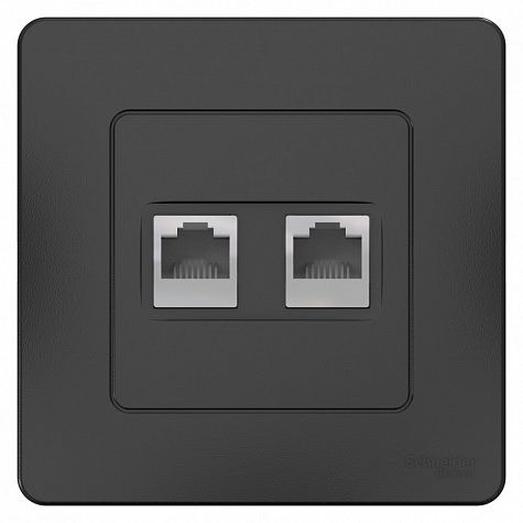 Наружная розетка RJ45 категории 5E + телефон RJ11 Антрацит Blanca