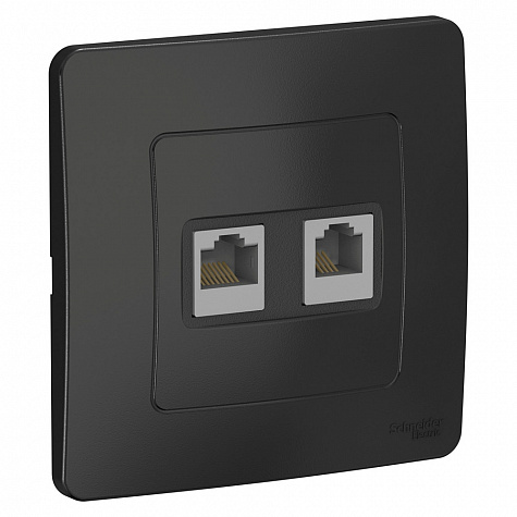 Наружная розетка RJ45 категории 5E + телефон RJ11 Антрацит Blanca