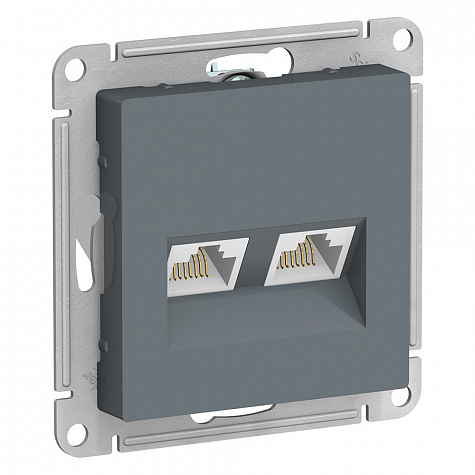 Розетка двойная компьютерная RJ45+RJ45 категория 5E Грифель AtlasDesign