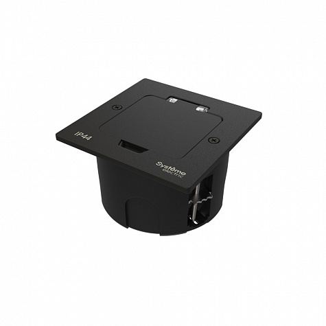 Лючок MultiDesk с розеткой 2К+З, 16А IP44 с монтажной коробкой Чёрный матовый 