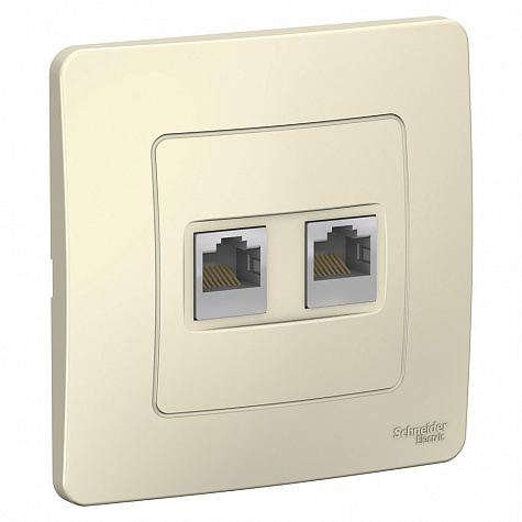 Наружная розетка двойная RJ45 категории 5E Молочный Blanca