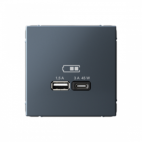 Розетка USB A+ тип-C 45Вт высокоскоростная зарядка QC PD Грифель ArtGallery