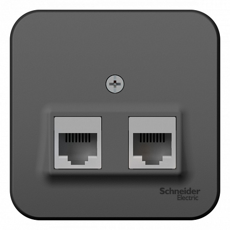 Наружная розетка двойная RJ45 кат. 5E с изолированной пластиной Антрацит Blanca