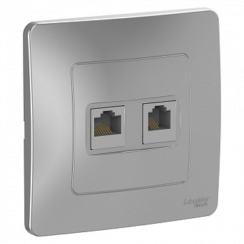 Наружная розетка RJ45 категории 5E + телефон RJ11 Алюминий Blanca