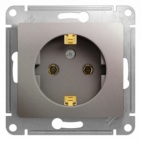Розетка с заземлением 16А Платина Glossa