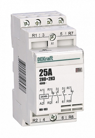 Модульный контактор 2НО+2НЗ 32А 230В МК-103 Dekraft