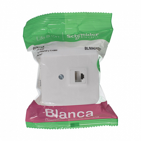 Наружная розетка компьютерная RJ45 кат. 5Е с изолированной пластиной Белый Blanca