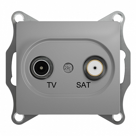 Розетка телевизионная TV-SAT проходная 4DB Алюминий Glossa