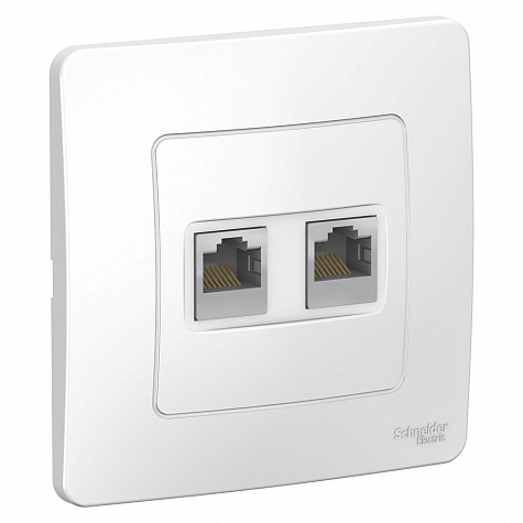Наружная розетка двойная RJ45 категории 5E Белый Blanca