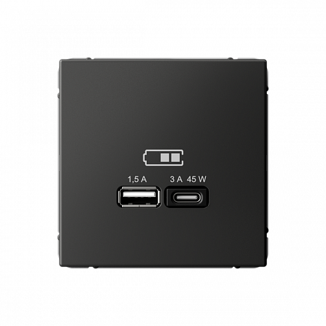 Розетка USB A+ тип-C 45Вт высокоскоростная зарядка QC PD Базальт ArtGallery