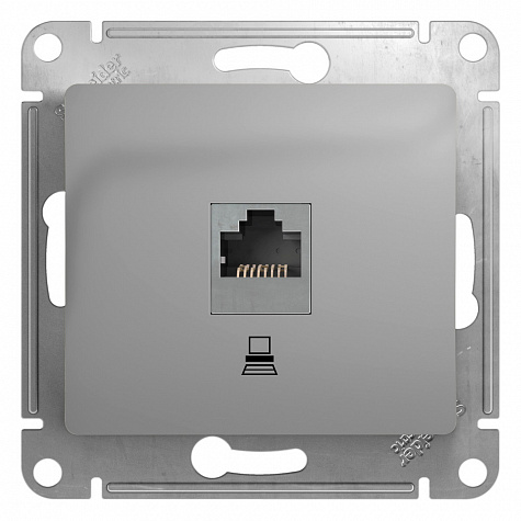 Розетка компьютерная RJ45 категория 5E Алюминий Glossa