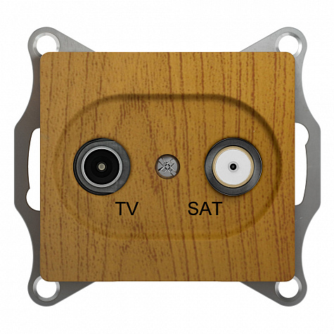 Розетка телевизионная TV-SAT проходная 4DB Дерево дуб Glossa