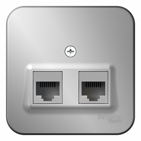 Наружная розетка двойная RJ45 кат. 5E + телефонная RJ11 с изолированной пластиной Алюминий Blanca