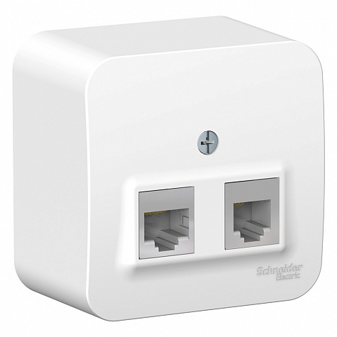 Наружная розетка двойная RJ45 кат. 5E + RJ11 с изолированной пластиной Белый Blanca