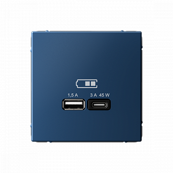 Розетка USB A + тип-C 45Вт высокоскоростная зарядка QC PD Аквамарин ArtGallery