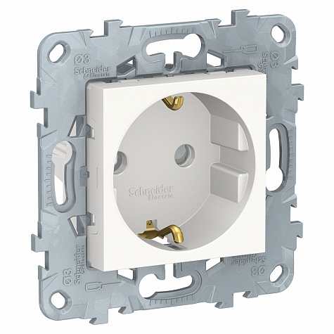 Розетка с заземлением со шторками винтовой зажим 16А Белый Unica new