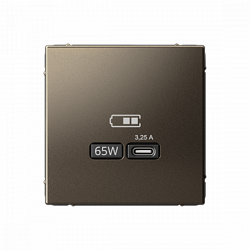 Розетка USB тип-С 65Вт высокоскоростная зарядка QC PD Мокко ArtGallery