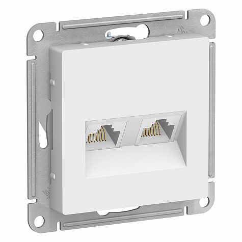Розетка двойная компьютерная RJ45+RJ45 категория 5Е Белый AtlasDesign
