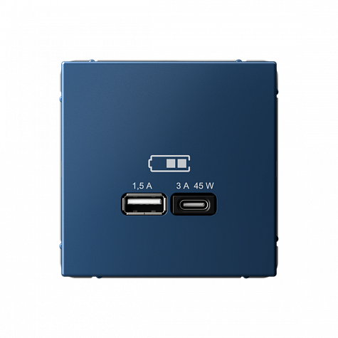 Розетка USB A + тип-C 45Вт высокоскоростная зарядка QC PD Аквамарин ArtGallery