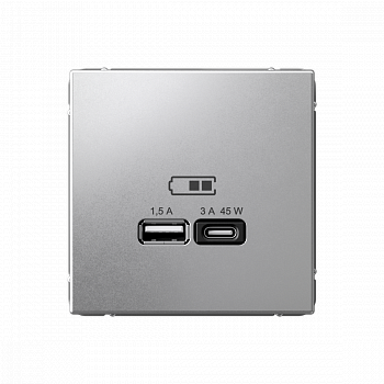 Розетка USB A+ тип-C 45Вт высокоскоростная зарядка QC PD Алюминий ArtGallery