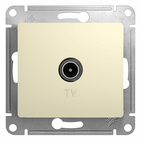 Розетка телевизионная TV коннектор Бежевый Glossa
