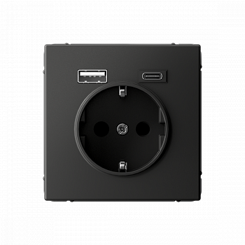 Розетка 16А с 2 USB A+C 5В/2,4А/3,0А 2х5В/1,5А Базальт ArtGallery
