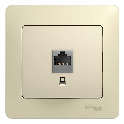 Розетка компьютерная RJ45 категория 5E Бежевый Glossa